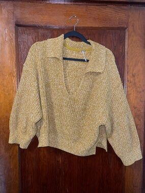 Free People Chunky Knit Collared Pullover Sweater